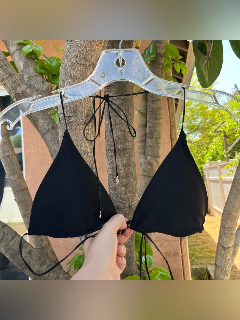 Wild Fox Swim String Bikini Top in Black with Removable Pads
